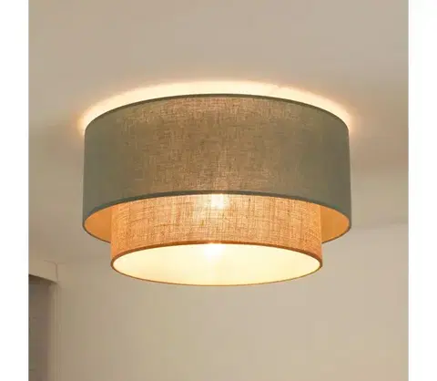 Svietidlá  - Stropné svietidlo BOHO 1xE27/15W/230V pr. 45 cm zelená/hnedá 605878