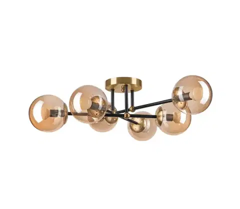 Svietidlá  Prisadený luster MALENA 6xE14/5W/230V zlatá/čierna/dymová béžová LM-6.220