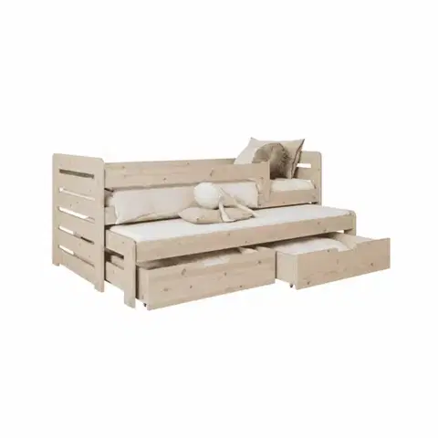 Postele ArtBed Detská posteľ TOMÁŠ II s prístelkou a úložným priestorom | 80 x 180 cm Farba: Borovica