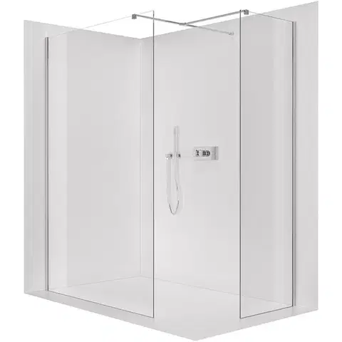 Sprchovacie kúty CERANO - Sprchová zástěna Walk-in Onyx T L/P - 8 mm - hranatá vzpěra - chrom, transparentní sklo - 140x140x200  CER-8050BD2525