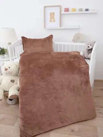 Detské obliečky MKLozkoviny.sk Obliečky mikroplyš do postieľky Exclusive – Laura mocha mousse - 100 × 135 cm - 40 x 60 cm