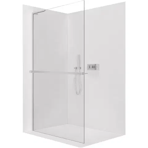Sprchové dvere CERANO - Sprchová zástena Walk-in Onyx L-ľavá vzpera - 8 mm + polička / držiak na uteráky - chróm, transparentné sklo - 90x200 CER-8050BD899