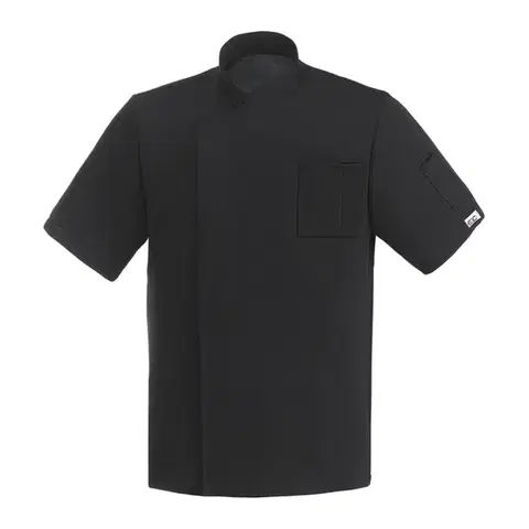 Pánske košele EGOCHEF Kuchársky rondon EGOchef PIZZAIOLO BLACK - 100% sieťovina - krátky rukáv  S