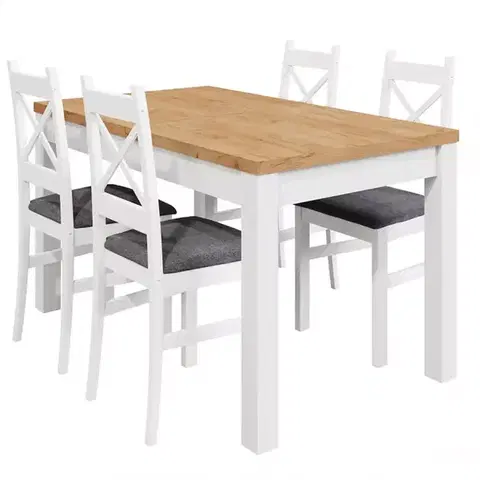 Súpravy stôl a stoličky v podkrovnom štýle Jedálenská zostava Mini biela/craft
