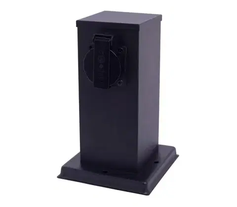 Záhradné lampy  Vonkajší zásuvkový stĺpik 1Z SCHUKO 230V IP44 20 cm čierna EKO0431