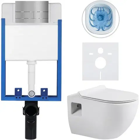 Záchody CERANO - Kompletný WC set Profi/Dure - biela lesklá - WC tlačidlo Line/Nerez - na zamurovanie - 51x35 CER-8050BD84290