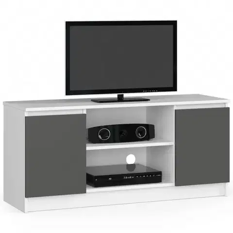 TV stolíky Moderný TV stolík ROMANA120, biely / grafit