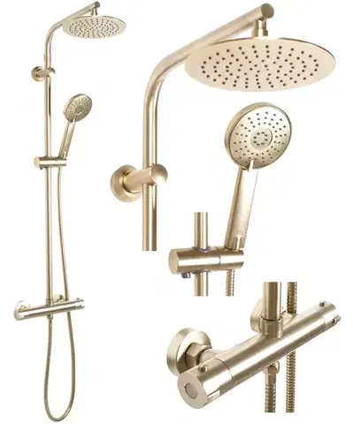 Sprchy a sprchové panely REA - Sprchová sada s termostatom Bliss brush gold REA-P8413