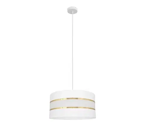 Svietidlá  Luster na lanku HELEN 1xE27/15W/230V pr. 40 cm biela/zlatá W-KM 0804/1 WT+GO+MAT