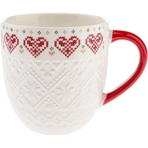 Hrnčeky a šálky Porcelánový hrnček Pletené srdce 630 ml