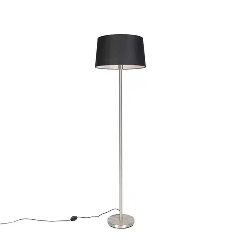 Stojace lampy Moderná stojaca lampa oceľ s čiernym tienidlom 45 cm - Simplo