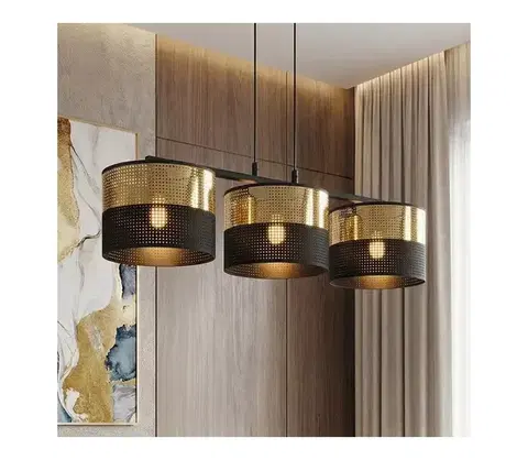 Svietidlá EMIBIG Luster na lanku LUX 3xE27/15W/230V čierna/zlatá 1649/3