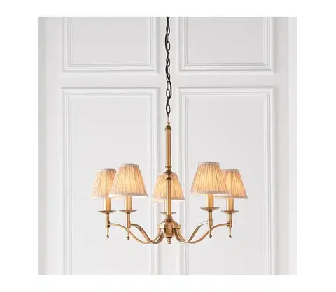 Svietidlá Endon 63627 - Luster na reťazi STANFORD 5xE14/40W/230V mosadz/béžová 63627