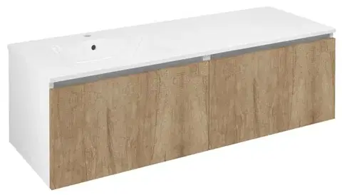 Kúpeľňový nábytok SAPHO - LOREA skrinka 140x46x51,5cm (70+70cm), ľavá, dub alabama/biela matná LE070-2231-L-05