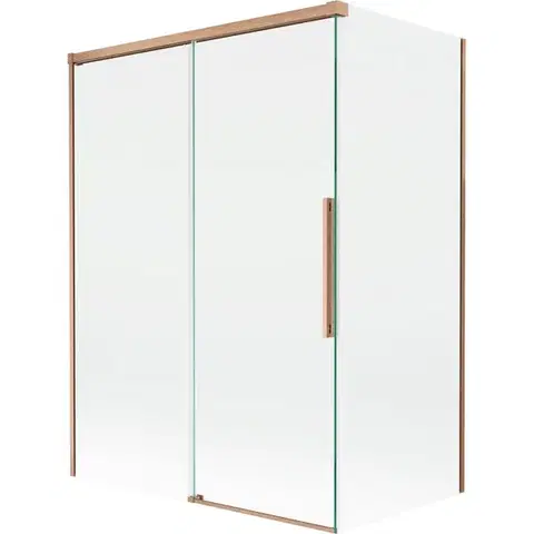 Sprchové dvere MEXEN/S - Rox vaňová zástena 2-krídlová posuvná 120 + 70 x 150, transparent, měď kartáčovaná 8C9-120-070-65-00
