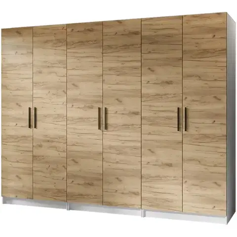 Šatníkové skrine Skriňa X3 Gold 2d Biela/Dub Craft Zlatý