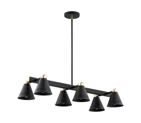 Svietidlá Argon 2552 - Luster na tyči AVALONE 6xE27/15W/230V čierna/zlatá 2552