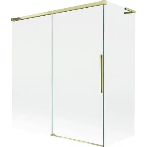 Sprchové dvere MEXEN/S - Rox L vaňová zástena 2-krídlová posuvná 150 + 70 x 150, transparent, zlatá 8C9L-150-070-50-00