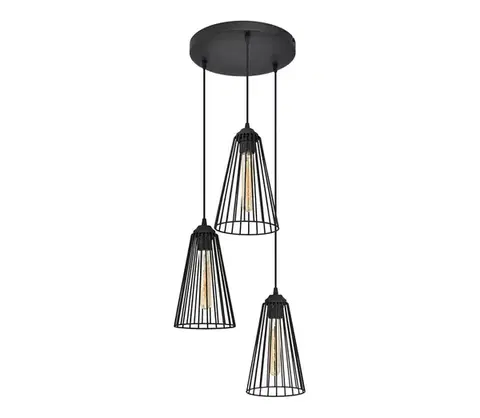Svietidlá  Luster na lanku TORRI 3xE27/15W/230V čierna W-KD 1344/3 BK-B