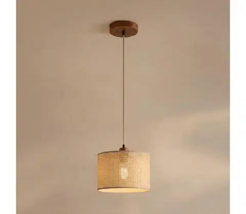 Svietidlá  Luster AIDA na lanku 1xE27/15W/230V, priemer 25 cm, dub/rafia LM-1.98/DĄB RUSTIK/RAFFIA 250