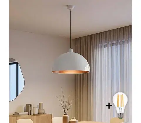 Svietidlá BRILAGI - LED luster na lanku METALO 1xE27/40W/230V pr. 40 cm biela/medená 118OPV1119