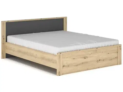 Postele NABBI Daicos LB-160 manželská posteľ s roštom 160x200 cm dub artisan / sivá
