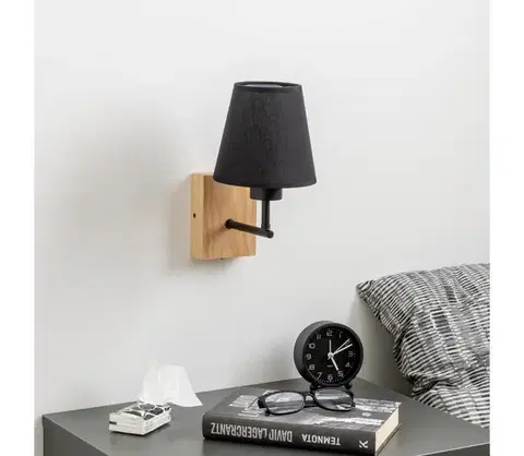 Svietidlá BRILAGI - Nástenná lampa NUBILA WOOD 1xE27/25W/230V dub/čierna BG1561+BG1568