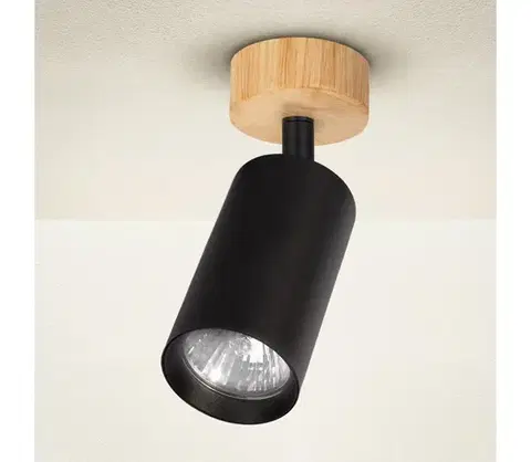 Svietidlá BRILAGI - Bodové svietidlo SELE 1xGU10/30W/230V čierne/dubový dekor WO-SELE-BK-WD01-OEM