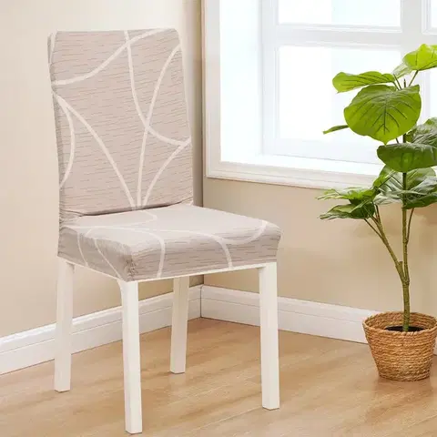 Doplnky do spálne 4Home Napínací poťah na stoličku Abstract béžová, 45-50 cm, súprava 2 ks