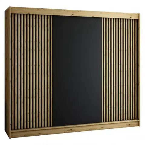 Šatníkové skrine Skriňa Lamelo 250 Dub Artisan/čierna