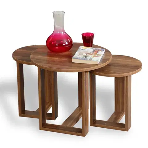 Konferenčné stolíky Odkladací stolík Mira Walnut, 3 ks