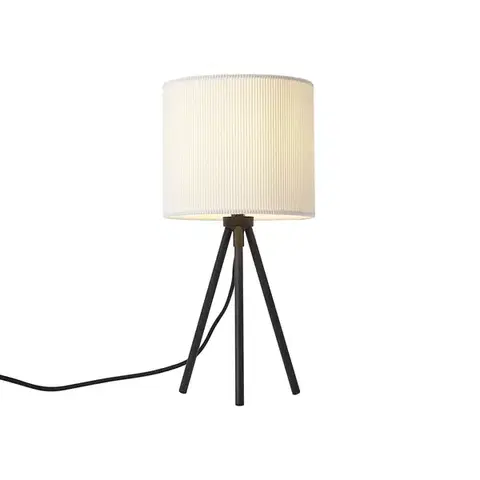 Stolné lampy Moderná stolná lampa s trojnožkou biela so zamatovým tienidlom - Luz