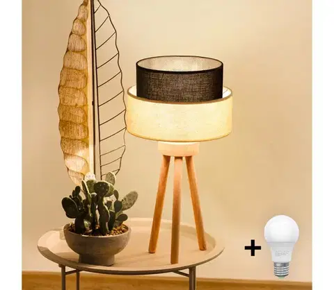 Lampy BRILAGI - LED stolná lampa BOHO STYLE 1xE27/15W/230V krémová/hnedá 8590828027966