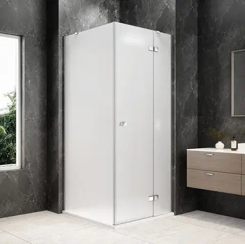 Sprchové dvere POLYSAN - GLOBE CHROME štvorcová sprchová zástena 900x900, matné sklo, pravé GB1090-3315MRC