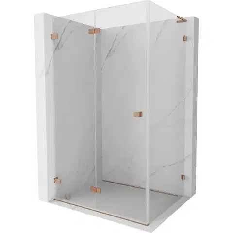Sprchovacie kúty MEXEN/S - Lunar-F L sprchový kút skladacie dvere ľavá 95 x 90, transparent, meď kartáčovaná 836L-095-090-65-00-L