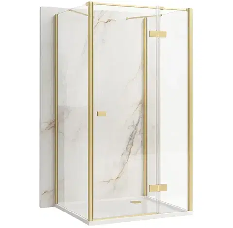 Sprchovacie kúty REA/S - Sprchovací kút Atlas 90x80 Brush Gold vpravo KPL-K4771