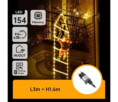 Vianočné dekorácie  B.V.  - LED vonkajšia vianočná dekorácia 154xLED/3,6W/230V/8 funkcií 1,6m IP44 teplá biela B10303Y22