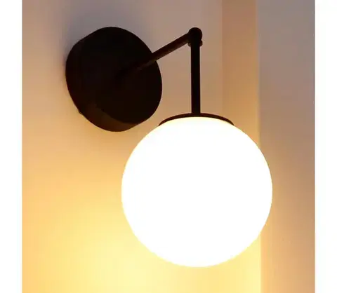Svietidlá  Nástenná lampa MOON 1xE27/15W/230V čierna KK-2022+8020/1 BK+WT/H