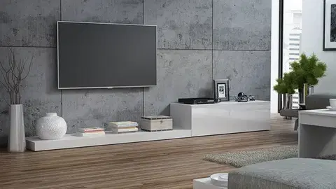 TV stolíky CAMA MEBLE Life tv stolík biela / biely lesk