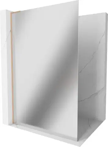 Sprchové dvere MEXEN/S - Kioto L Sprchová zástena WALK-IN 70 x 200, zrkadlové, meď kartáčovaná 800-070-103-65-50