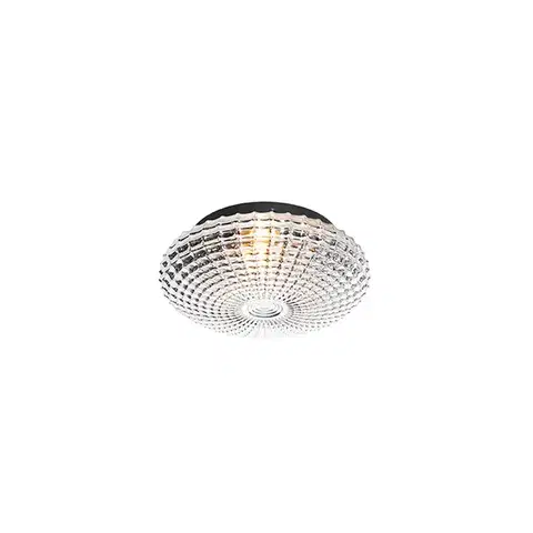 Stropné osvetlenie Klasické stropné svietidlo čierne s dymovým sklom 23 cm IP44 - Nohmi