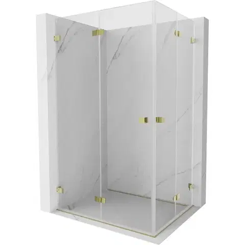 Sprchovacie kúty MEXEN/S - Lunar-F Duo sprchovací kút skladacie dvere 100 x 95, transparent, zlato 836-100L-095P-50-00