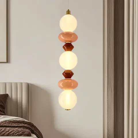 Stropná svetla FLORES lampa wisząca mosiężny+brązowy+pomarańczowy 20W LED 3000K klosz biały