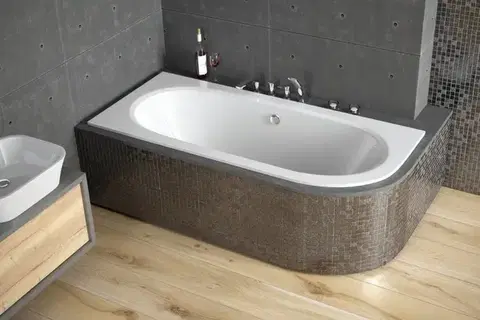 Vane BESCO - Asymetrická vaňa AVITA SLIM - Nožičky k vani - S nožičkami, Rozmer vane - 170 × 75 cm, Spôsob prevedenia - Ľavé VANAVIT170SLIML + OLVPINOZ