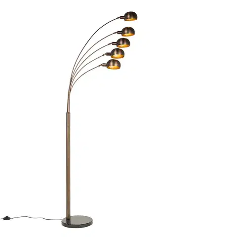 Stojace lampy Dizajnová stojaca lampa tmavo bronzová so zlatom 5-svetlo - Sixties Marmo
