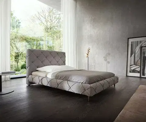 Čalúnené postele DELIFE Čalúnená posteľ Nayara 140x200 cm bouclé strieborno-sivá