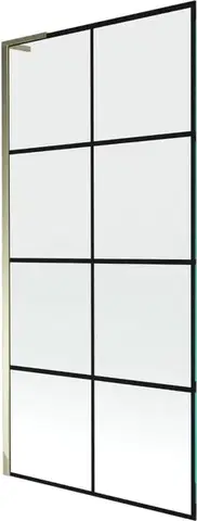 Sprchové dvere MEXEN/S - Next L vaňová zástena FIX 90 x 150, čierna vzor, zlatá 895-090-000-03-77-50
