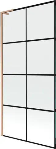 Sprchové dvere MEXEN/S - Next L vaňová zástena FIX 90 x 150, čierna vzor, meď kartáčovaná 895-090-000-03-77-65