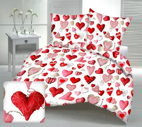 Obliečky Obliečky krepové Love TiaHome - 1x Vankúš 90x70cm, 1x Paplón 140x200cm