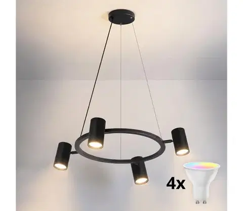 Svietidlá BRILAGI - LED RGBW Stmievateľný luster na lanku SELE 4xGU10/6,5W/230V čierna BG5276+4xAI0589